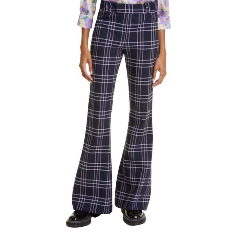 Smythe Bootcut Pant in Navy Lilac Grid Size 8